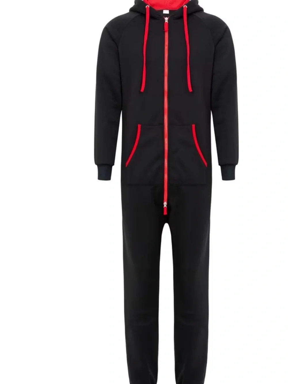 Kids Black One-Piece Footie with Red Trim